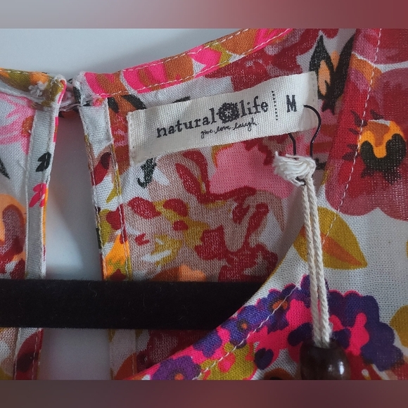 Natural Life Floral Maxi Dress Rayon Sleevless Halter Boho Summer Pockets M - Picture 3 of 13